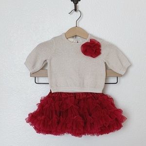 🆕 FIRST IMPRESSIONS, Sweater/Red TuTu Set, 3/6M